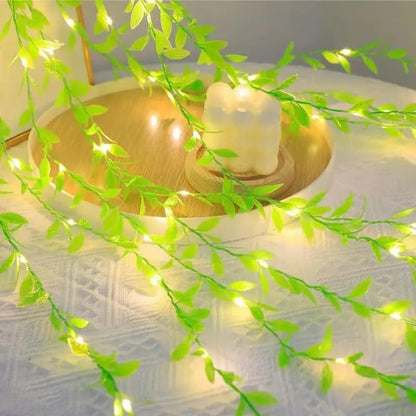 One94Store Artificial Leaf Curtain Lights – 200 LED Warm White Fairy String Lights