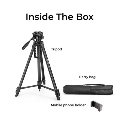 DIGITEK® 67 Inch Foldable Tripod Stand with Phone Holder