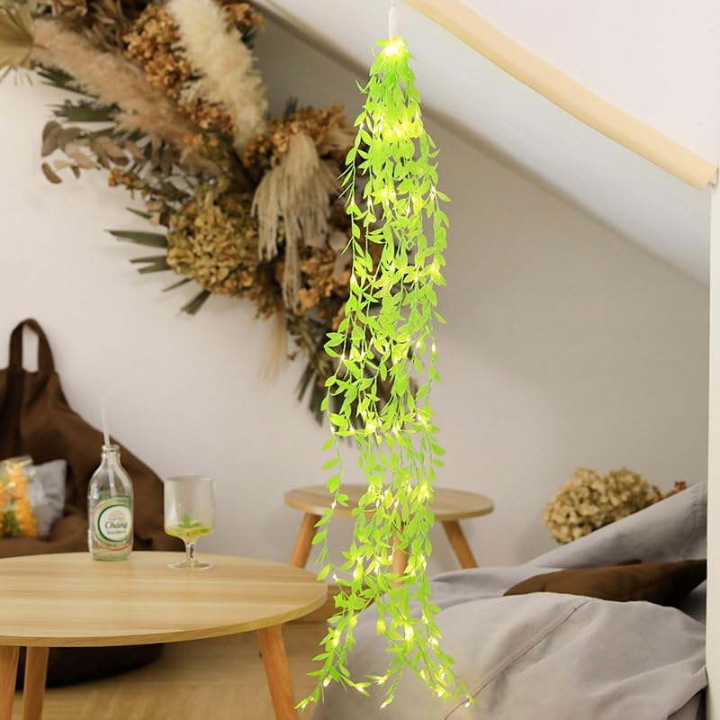 One94Store Artificial Leaf Curtain Lights – 200 LED Warm White Fairy String Lights