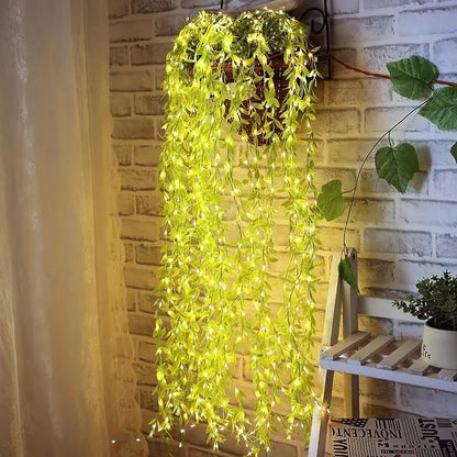 One94Store Artificial Leaf Curtain Lights – 200 LED Warm White Fairy String Lights