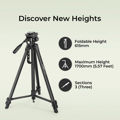 DIGITEK® 67 Inch Foldable Tripod Stand with Phone Holder