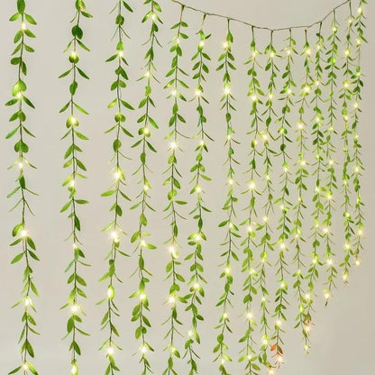 One94Store Artificial Leaf Curtain Lights – 200 LED Warm White Fairy String Lights