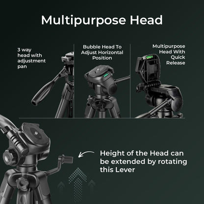 DIGITEK® 67 Inch Foldable Tripod Stand with Phone Holder