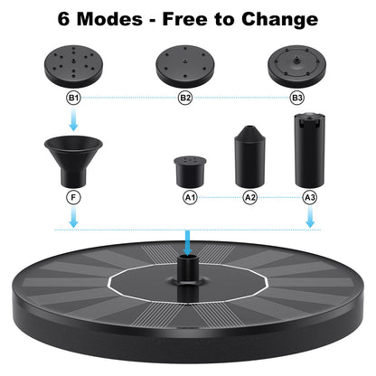 Solar Water Fountains,Solar Powered Bird Bath Fountain with 6 Nozzles