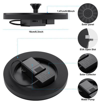 Solar Water Fountains,Solar Powered Bird Bath Fountain with 6 Nozzles