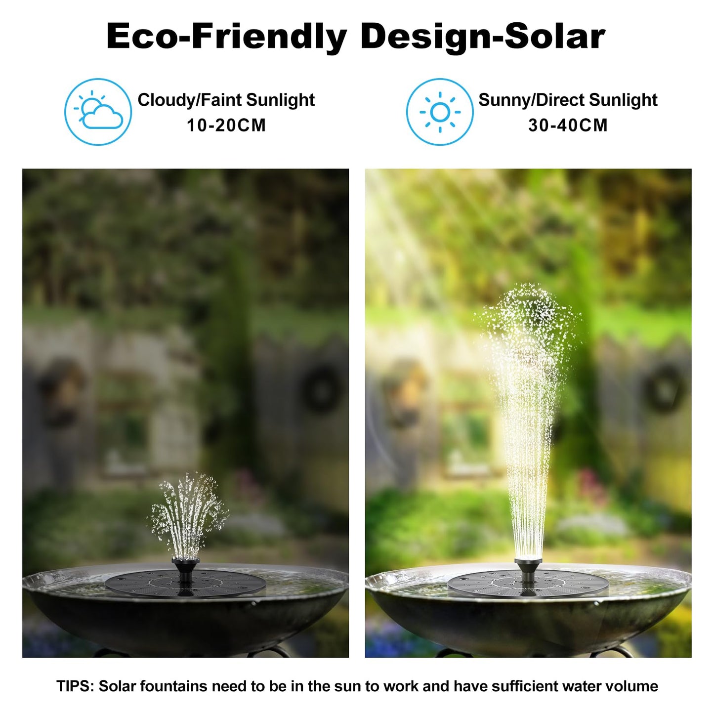 Solar Water Fountains,Solar Powered Bird Bath Fountain with 6 Nozzles