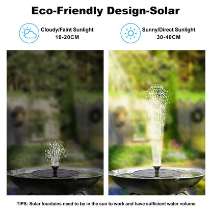 Solar Water Fountains,Solar Powered Bird Bath Fountain with 6 Nozzles