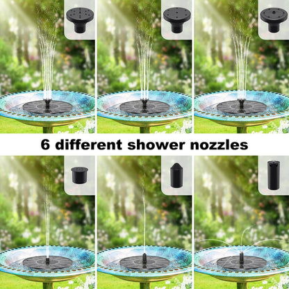 Solar Water Fountains,Solar Powered Bird Bath Fountain with 6 Nozzles