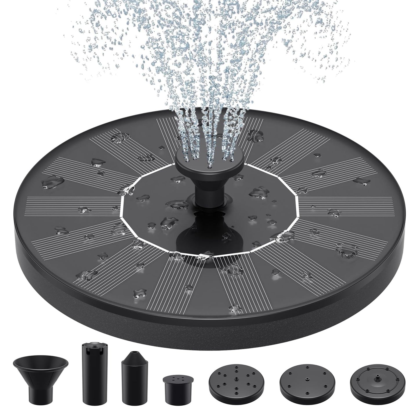 Solar Water Fountains,Solar Powered Bird Bath Fountain with 6 Nozzles