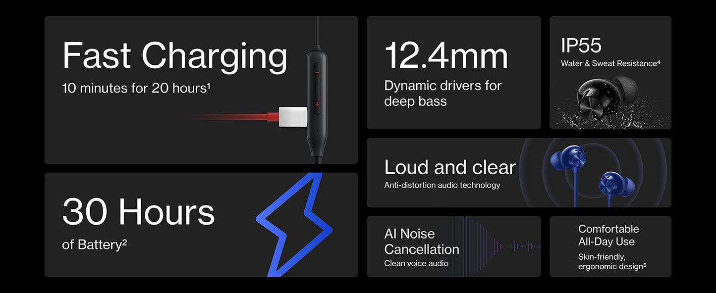 Oneplus Bullets Z2 Bluetooth Wireless in Ear Earphones with Mic